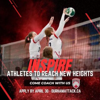Help shape our athletes and develop the future of volleyball. Head Coach Applications being accepted until April 30!

Information on positions and application deadlines can be found on our website at: durhamattack.ca

To apply please complete the follow google form and you will be contacted by our Head Coach Selection Committee: https://forms.gle/jiQrn3CAxpSGTeQU7