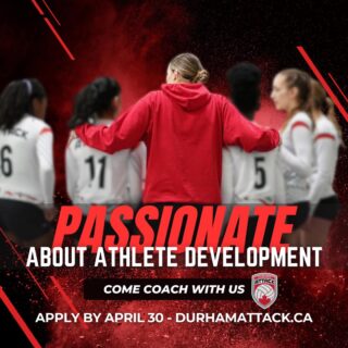 Help shape our athletes and develop the future of volleyball. Head Coach Applications being accepted until April 30!

Information on positions and application deadlines can be found on our website at: durhamattack.ca

To apply please complete the follow google form and you will be contacted by our Head Coach Selection Committee: https://forms.gle/jiQrn3CAxpSGTeQU7